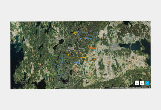 Ovanstående socknar som ingår i Lekebergs Härad och Edsbergs Härad, med satellitbild som bakgrund.