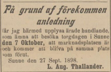 Ang Sunnr marknad. 29 september 1898.