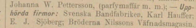 Svenska Bandfabriken upphör. Justitia 15 september 1903.