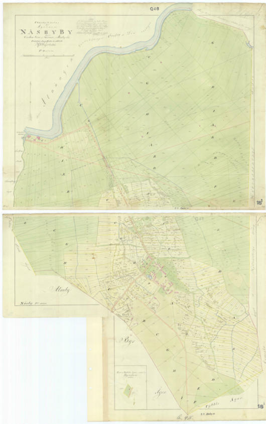 Hela kartan över Näsby, Almby från 1843.