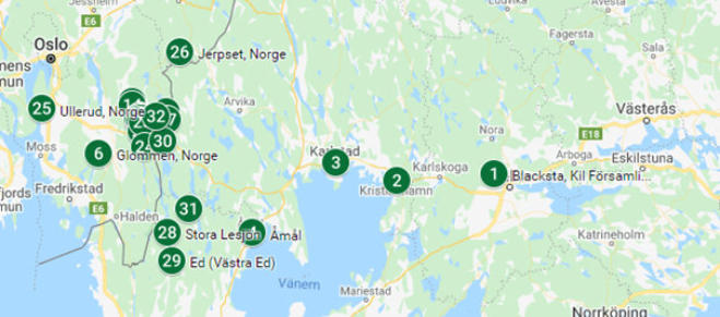 Karta över händelser kopplade till Fagerstedt vid det Danska-Svenska kriget.